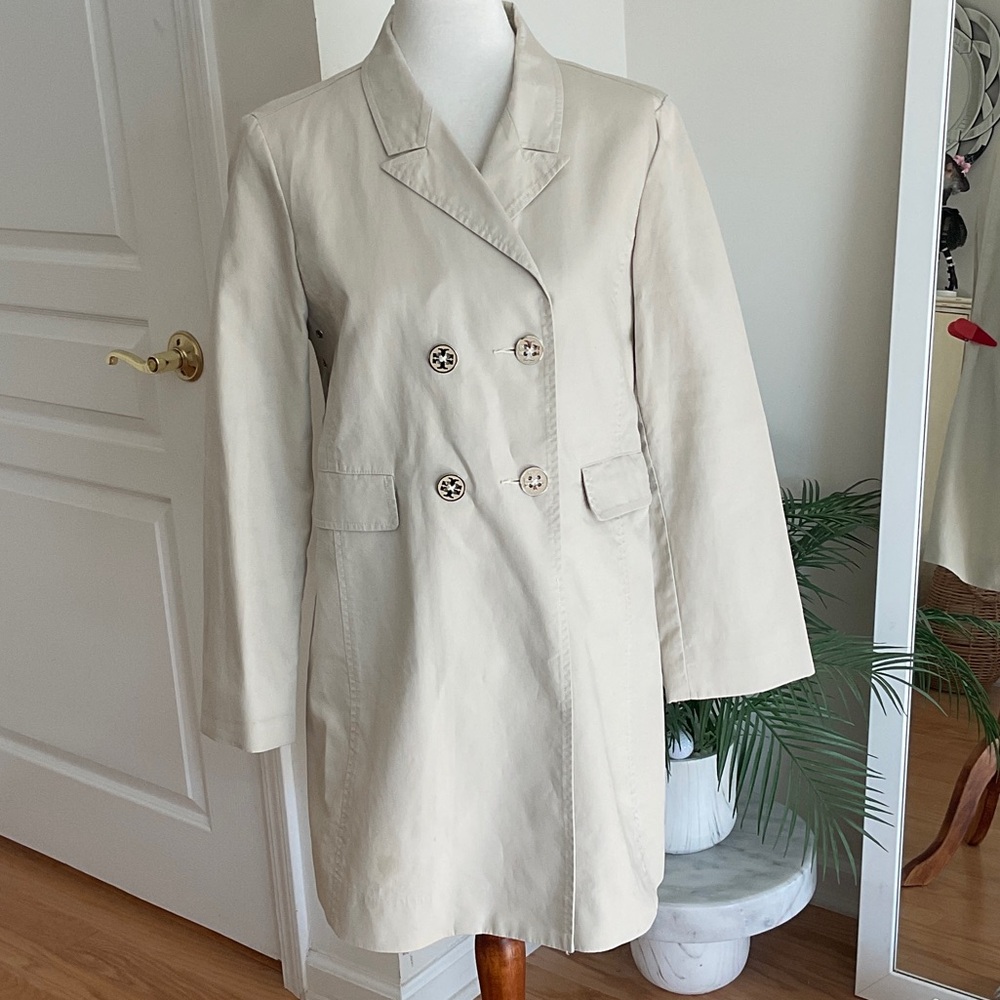 Tory Burch Beige Double-Breasted Trench Coat
